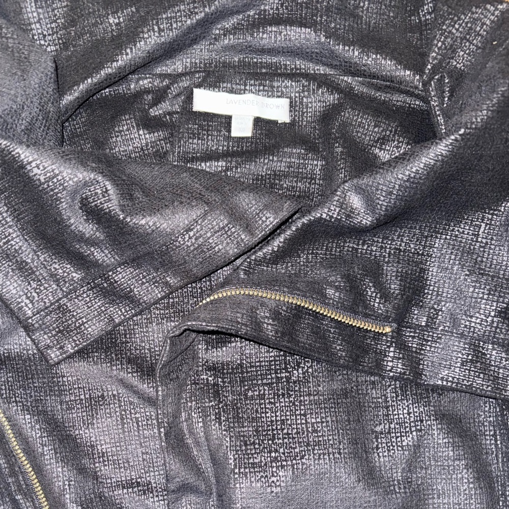 Lavendar Brown Women’s Lightweight Moto Jacket Asymmetrical Neck Size Medium - Picture 5 of 7